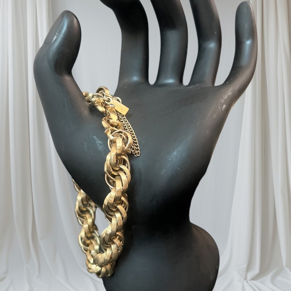 Vintage MONET Twisted Rope Chain Gold Tone Bracelet 1960's Size 6.5"
